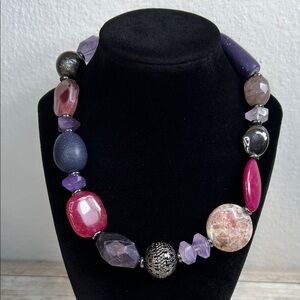 Chico’s Multicolor Stone and Acrylic Beaded Necklace